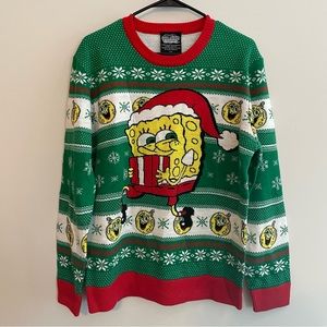 SPONGEBOB Nickelodeon Ugly Christmas Sweater - Red/Green, Size L